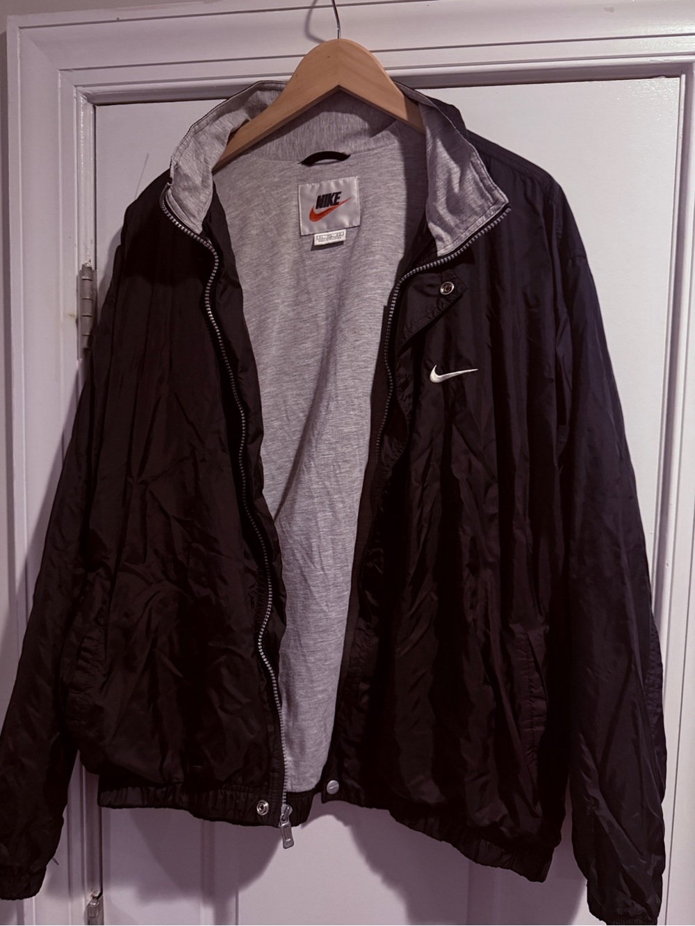 Vintage Nike Black Windbreaker Jacket with Grey Lining